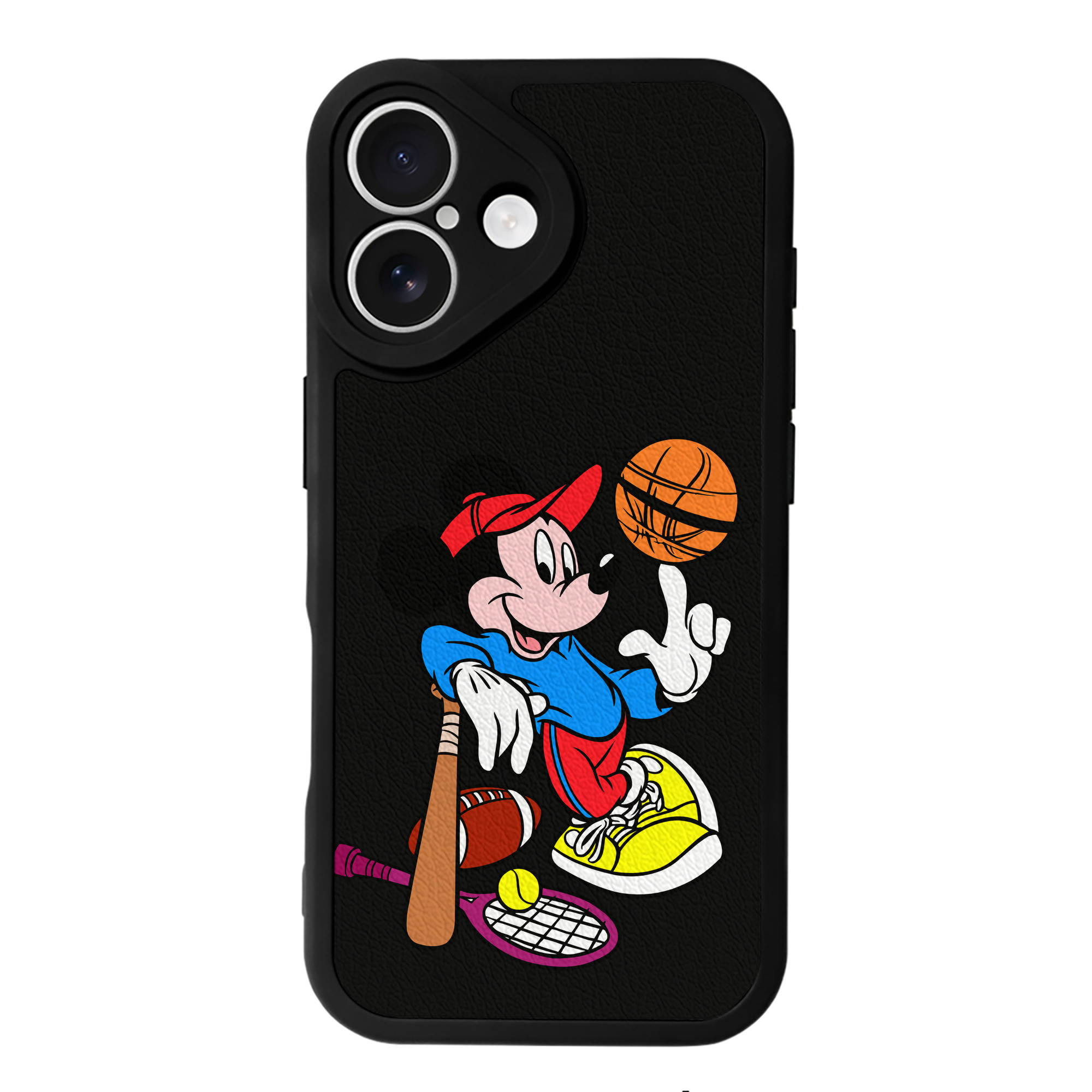 （画像用） ミッキーマウス Mickey Mouse 【iPhone 16シリーズ対応】シリコンスマホケース（レザー調） 材質：シリコン
